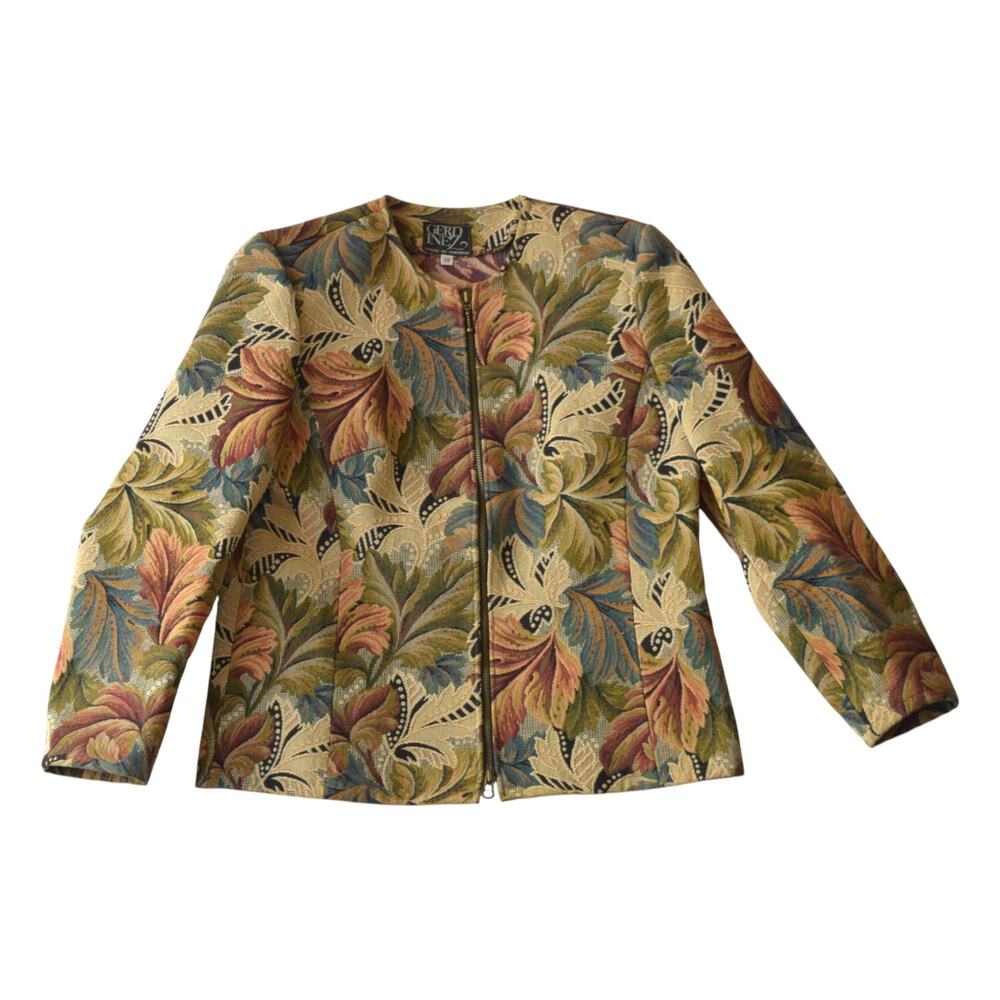 Vintage Gerd Inez Tapestry Jacket Floral Leaf Print Size 6-8